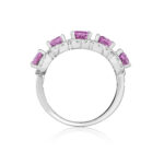 Oval Pink Sapphire & Round Diamond Band