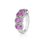 Oval Pink Sapphire & Round Diamond Band
