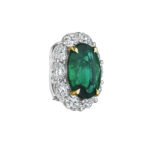 Oval Emerald & Oval Diamond Earrings