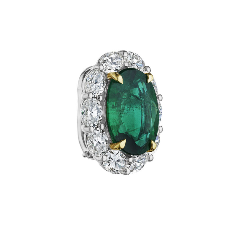 Oval Emerald & Oval Diamond Earrings