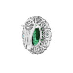 Oval Emerald & Oval Diamond Earrings