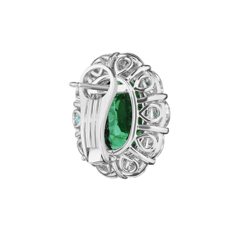 Oval Emerald & Oval Diamond Earrings