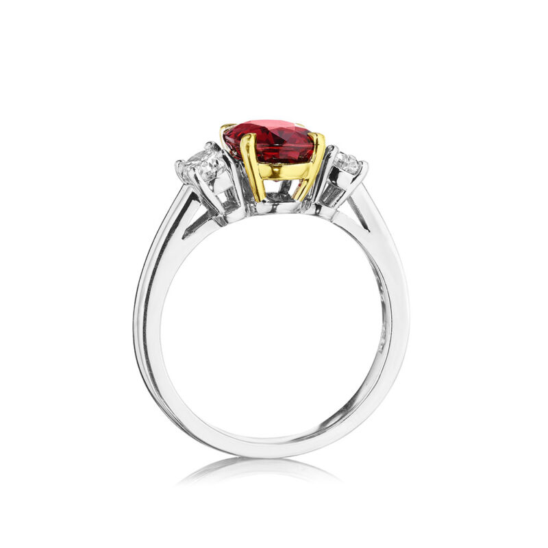 Oval Ruby & Diamond 3 Stone Ring