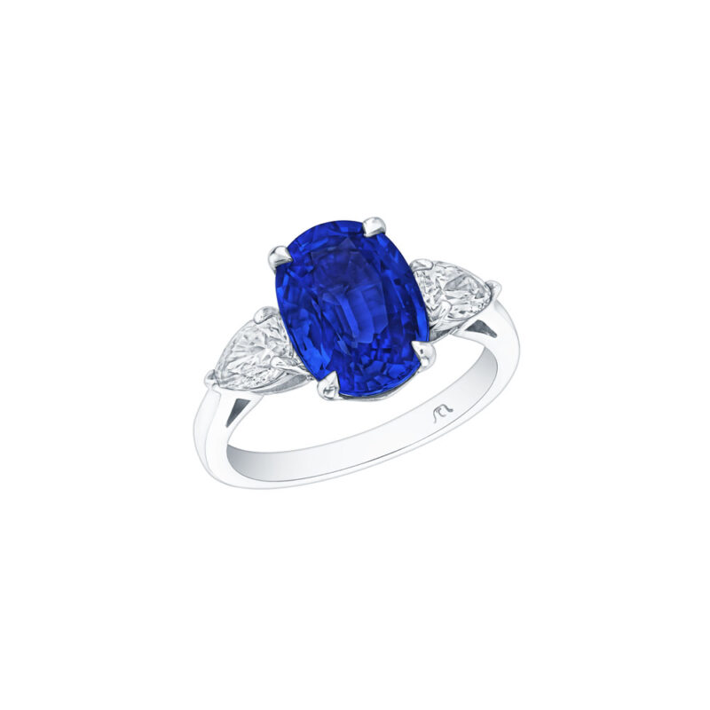 HM#5007- Oval Sapphire & Pear Shape Diamond Ring