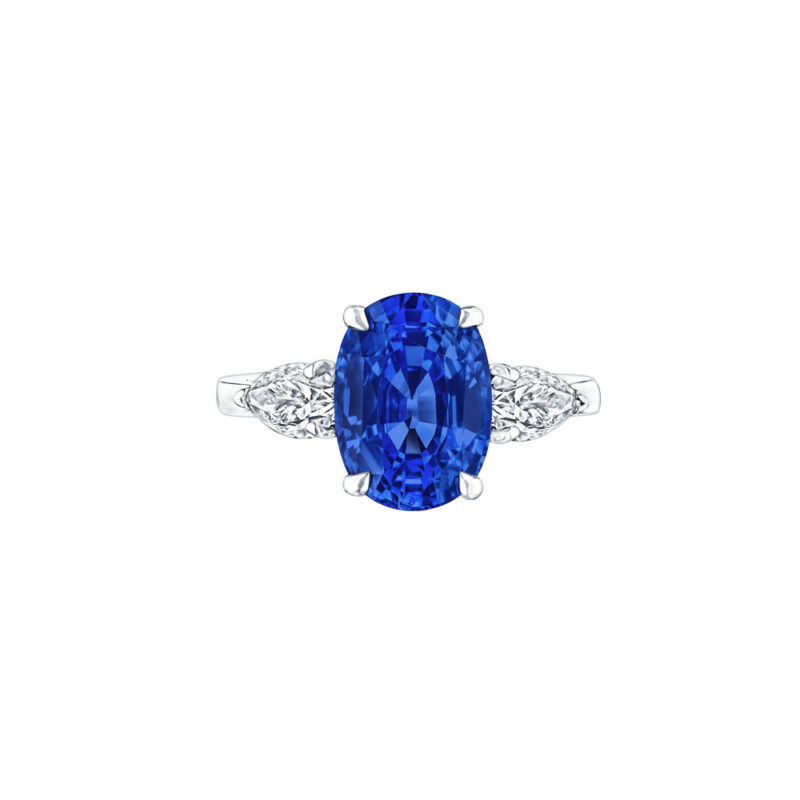 HM#5007- Oval Sapphire & Pear Shape Diamond Ring