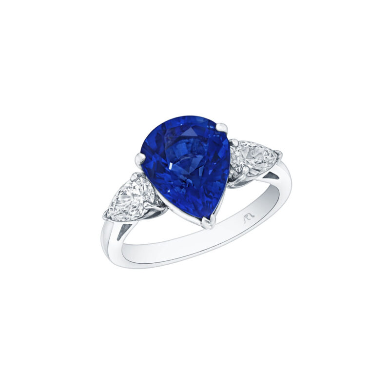 HM#5007- Pear Shape Sapphire & Diamond Ring