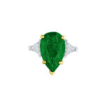 HM#6021 - Pear Shape Emerald & Diamond Ring