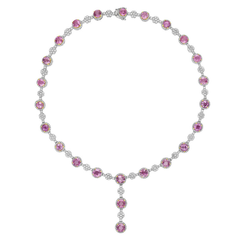 Pink Sapphire & Diamond Necklace