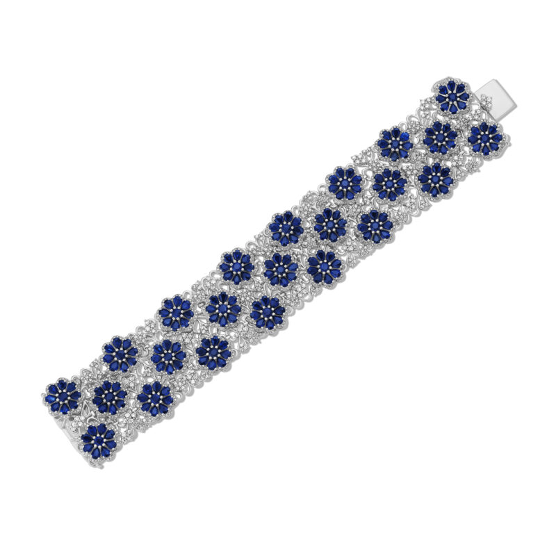 Sapphire & Diamond Flower Bracelet