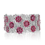 Ruby & Diamond Flower Bracelet