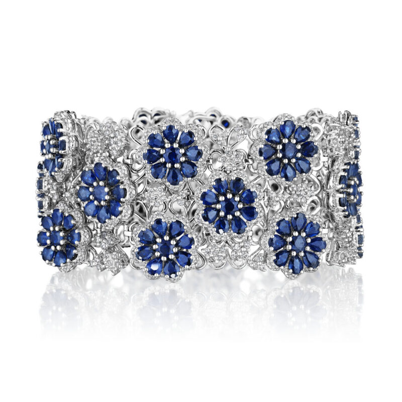 Sapphire & Diamond Flower Bracelet