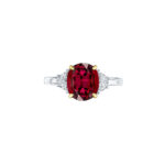 HM#7016 - Cushion Ruby & Half Moon Diamond Ring