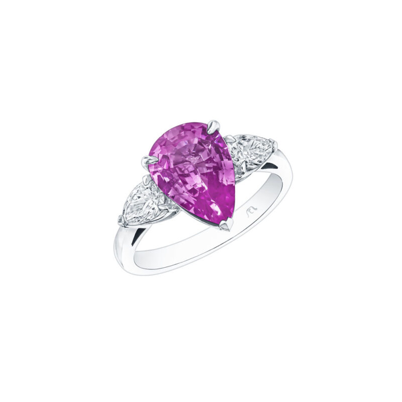 HM#5007 - Pear Shape Pink Sapphire & Diamond Ring