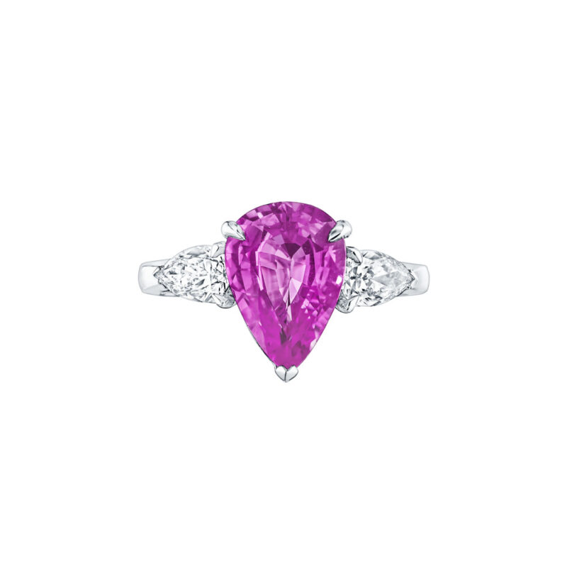HM#5007 - Pear Shape Pink Sapphire & Diamond Ring