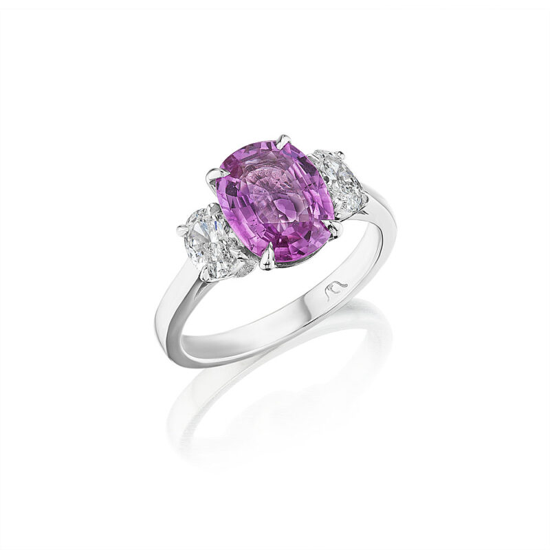 Oval Pink Sapphire & Diamond Ring