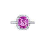 HM#5009 - Cushion Cut Pink Sapphire & Rd Diamond Ring