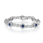 13.58ct Round Sapphire & Diamond Flower Bracelet