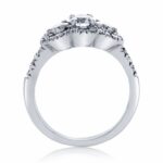 New York Dreams® Three Stone Round Diamond Ring with Halo Frame