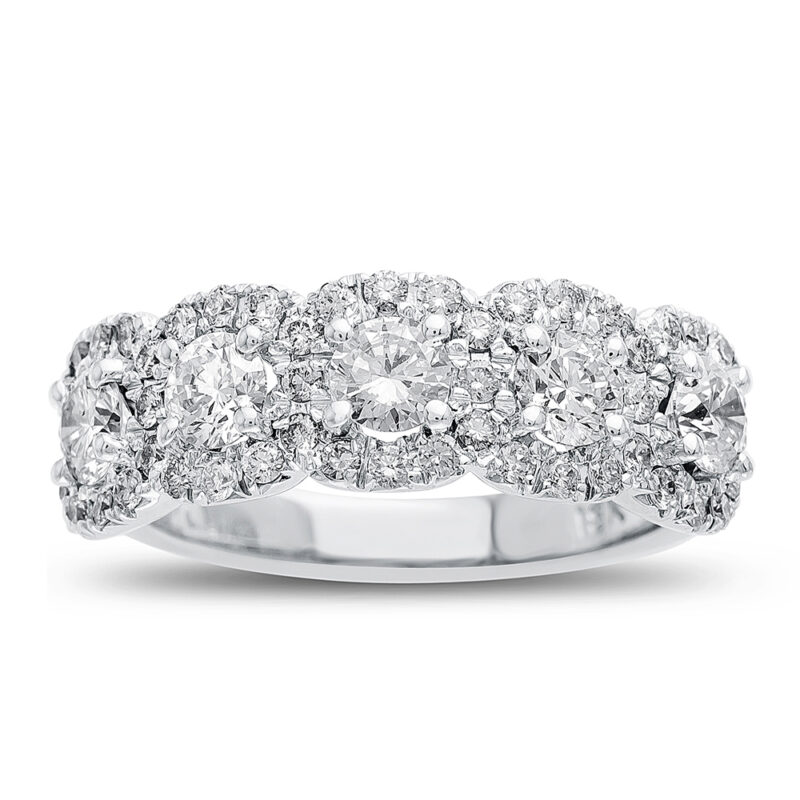 New York Dreams® Round Diamond Band with Cushion Shaped Halo