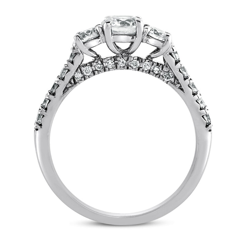 New York Dreams® 3 Stone Round Diamond Ring with Diamond Profile