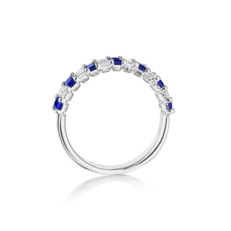 1.30ctw Emerald Cut Diamond & Sapphire Band