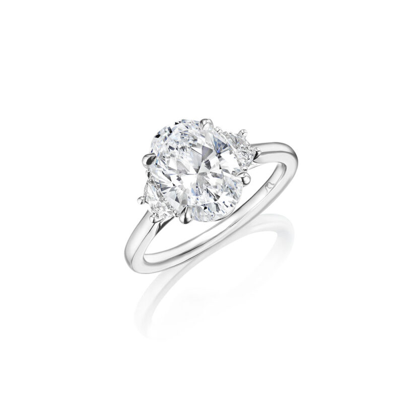 Petite PT 3 Stone Half Moon Diamond Ring