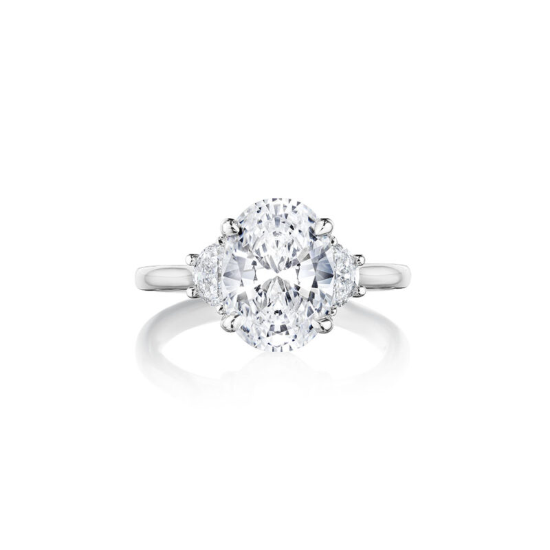 Petite PT 3 Stone Half Moon Diamond Ring