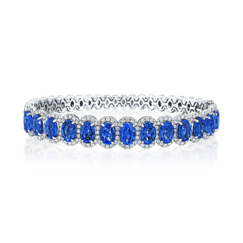 Oval Sapphire & Round Diamond Bangle