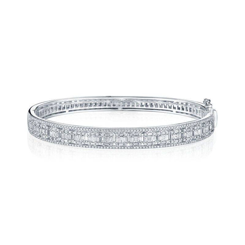 Baguette & Round Diamond Bangle