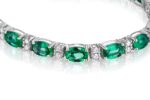 Oval Emerald & Round Diamond Bracelet