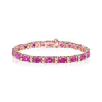 Pink Oval Sapphire & Round Diamond Bracelet