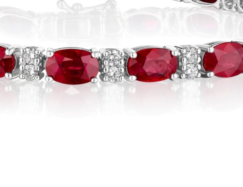 Oval Ruby & Round Diamond Bracelet