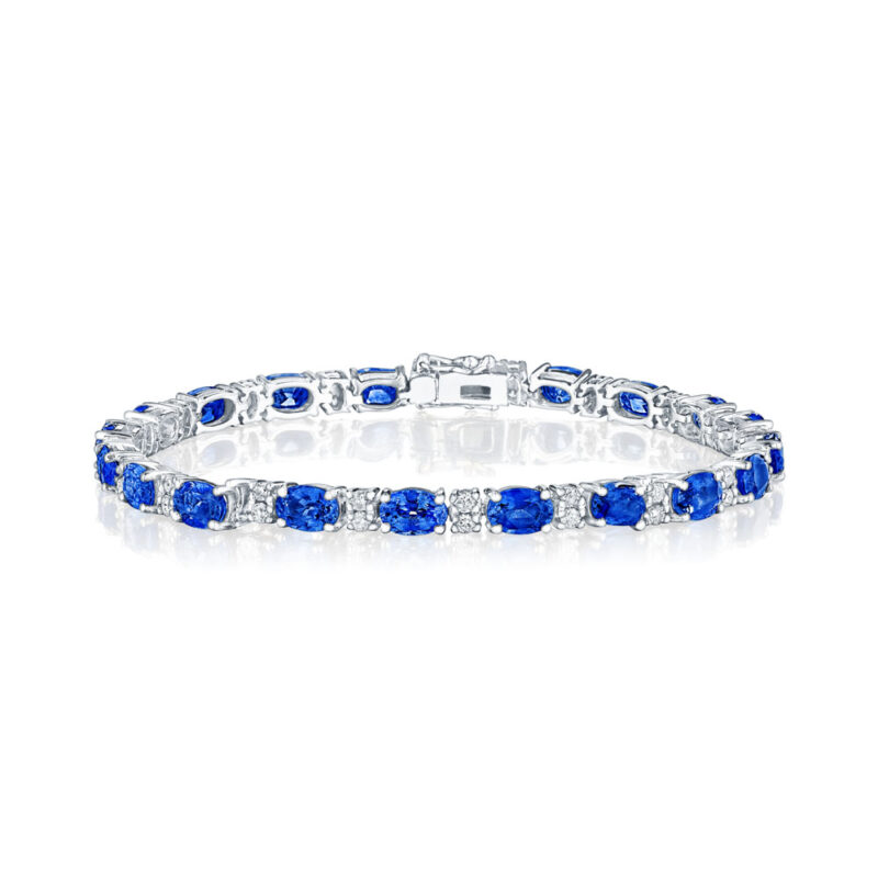 Oval Sapphire & Round Diamond Bracelet