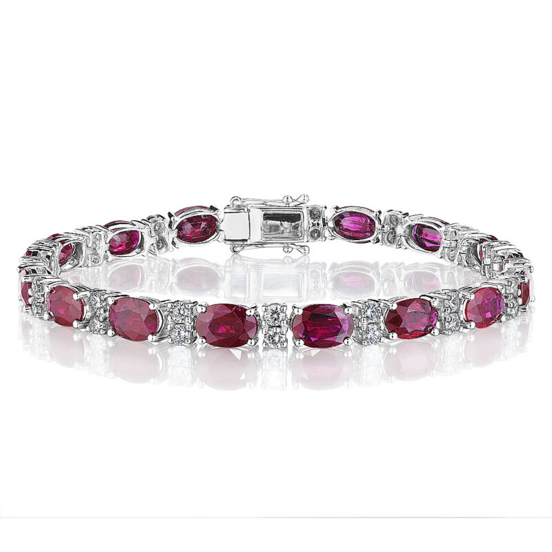 Oval Ruby & Round Diamond Bracelet