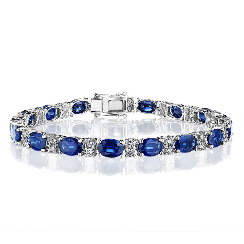 Oval Sapphire & Round Diamond Bracelet