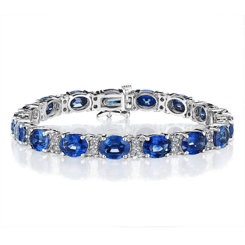 Oval Sapphire & Round Diamond Bracelet