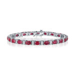 Oval Ruby & Round Diamond Bracelet