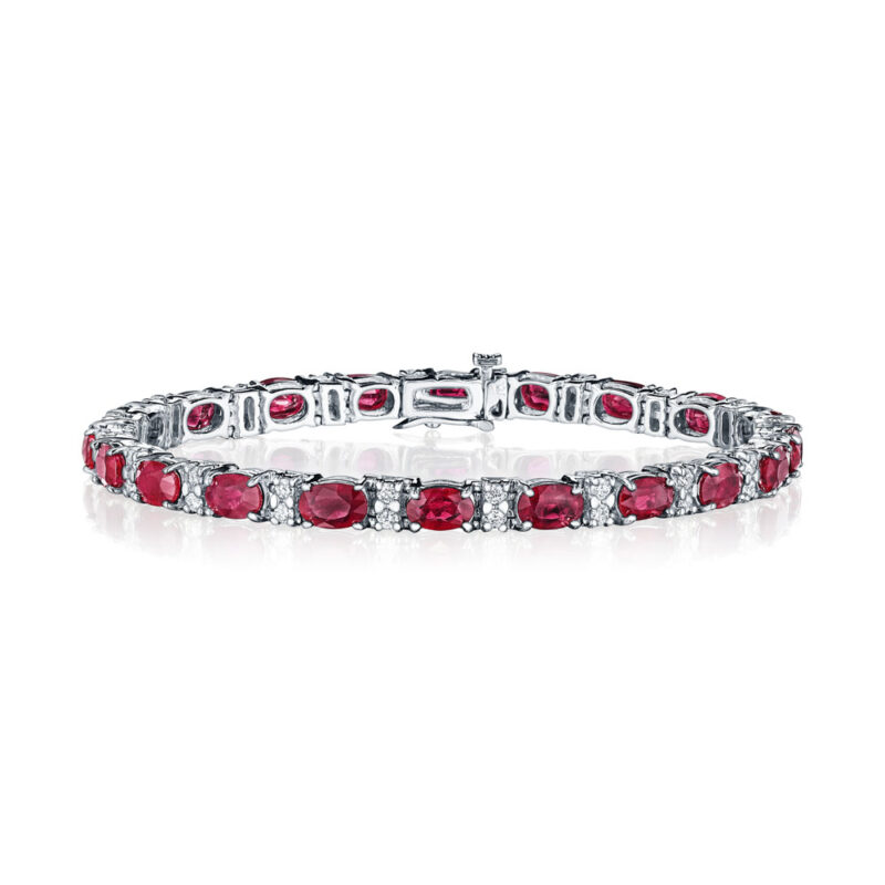 Oval Ruby & Round Diamond Bracelet