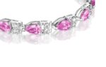 Pink Pear Shape Sapphire & Round Diamond Bracelet