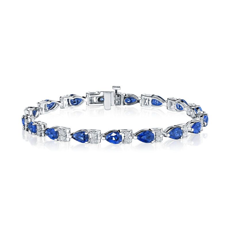 Pear Shape Sapphire & Round Diamond Bracelet