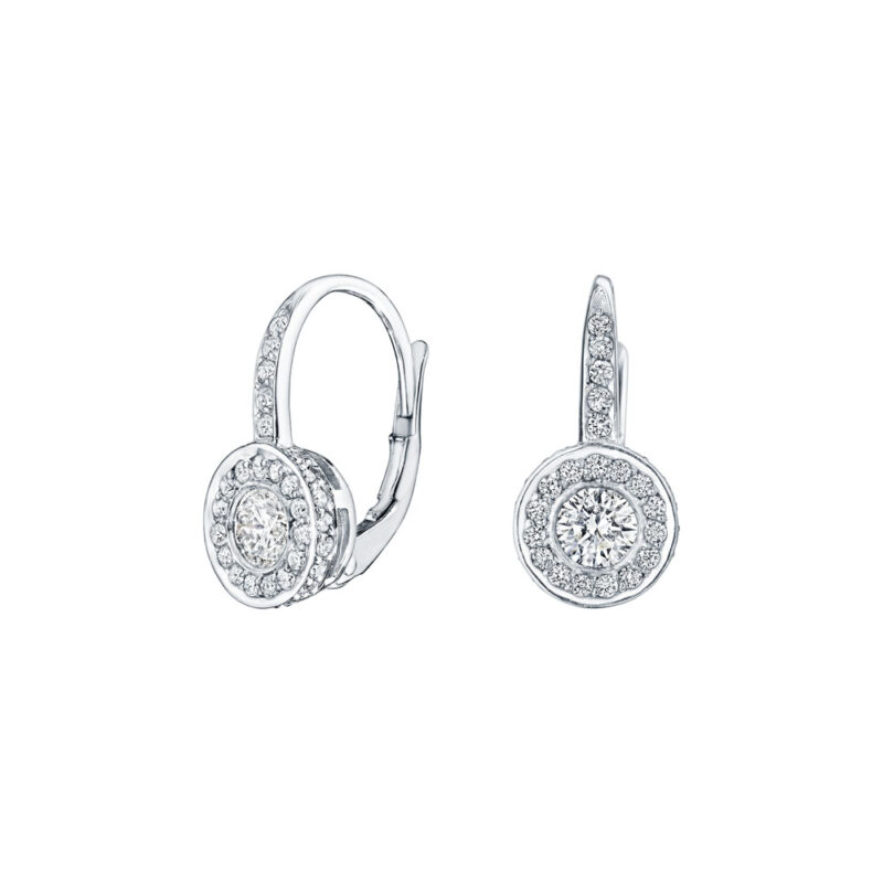 Round Diamond Pave & Bezel Set Earrings