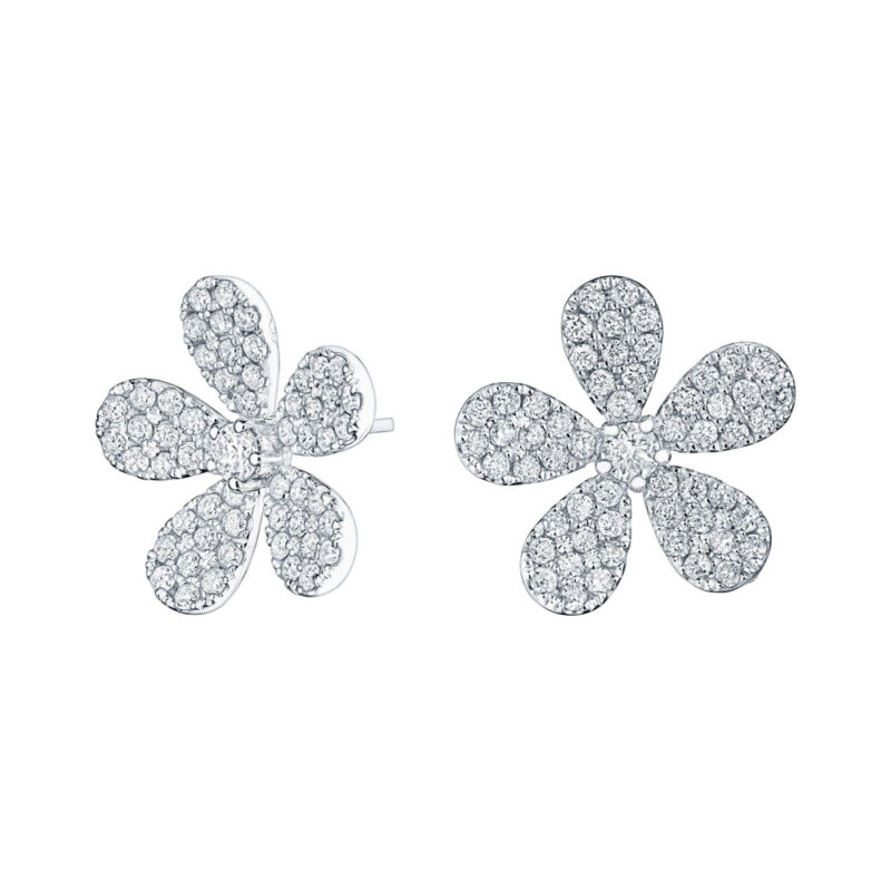 Round Diamond Flower Earrings