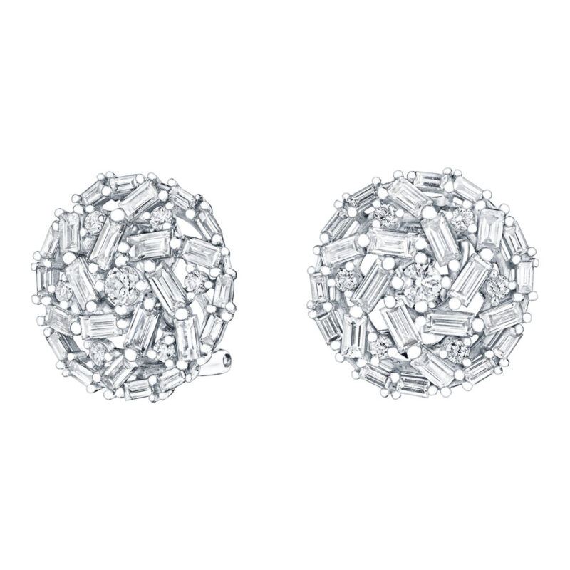 Baguette & Round Diamond Earrings