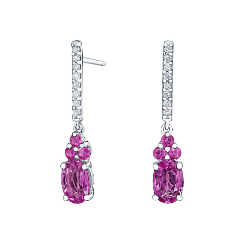 Pink Sapphire & Diamond Earrings