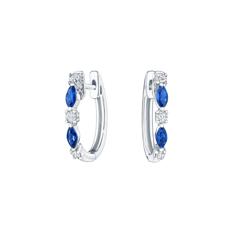 Marquise Sapphire & Round Diamond Huggies