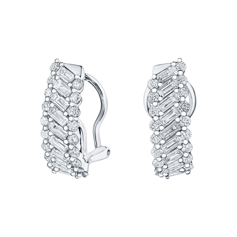 Baguette & Round Diamond Earrings