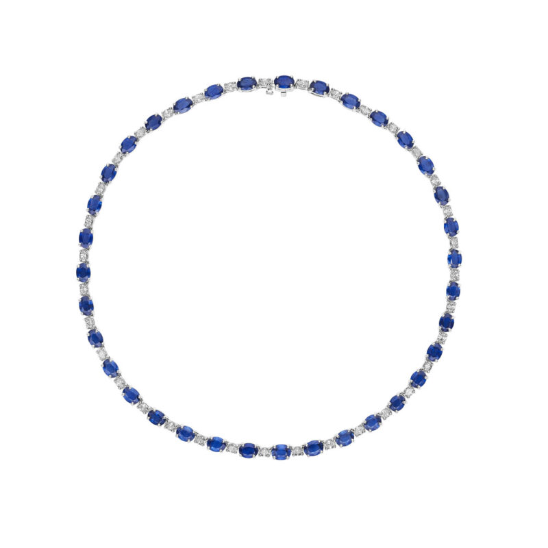 Oval Sapphire & Diamond Necklace – SES Creations