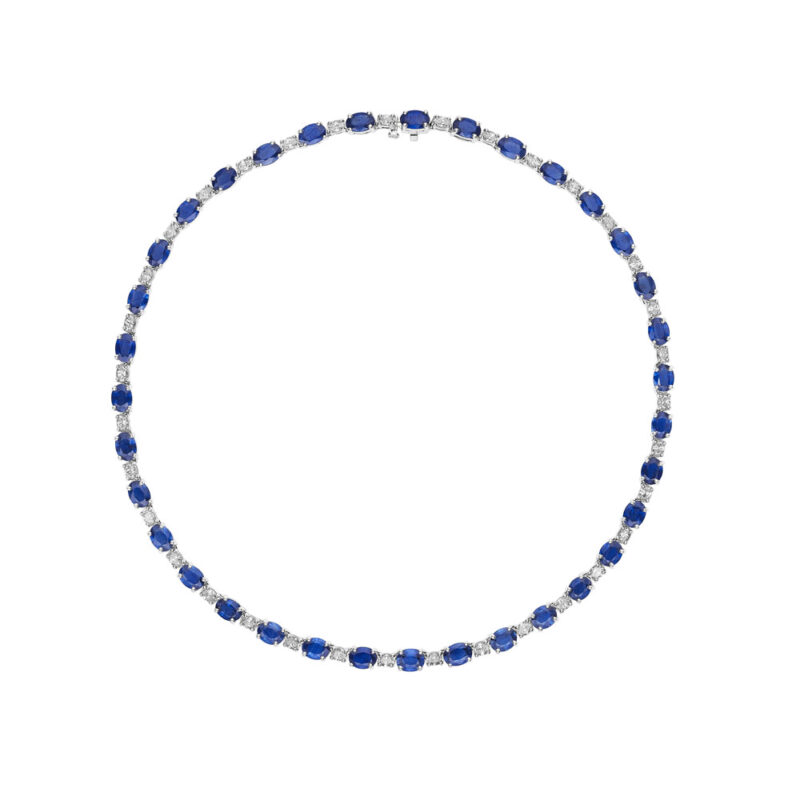 Oval Sapphire & Diamond Necklace