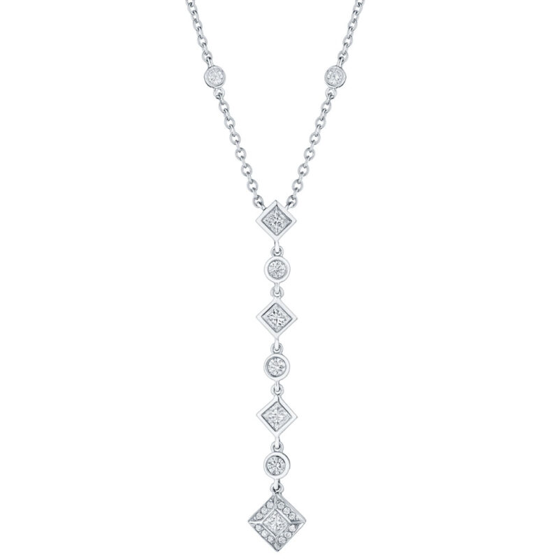 Princess Cut & Round Diamond Lariat necklace