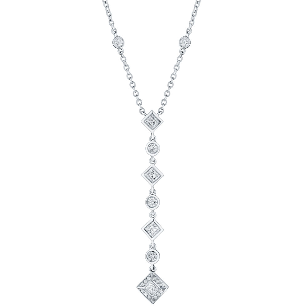 Princess Cut & Round Diamond Lariat necklace – SES Creations